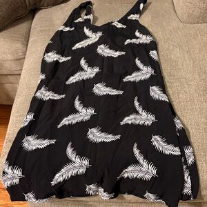 LOFT Black and White Feather Print Mini Dress